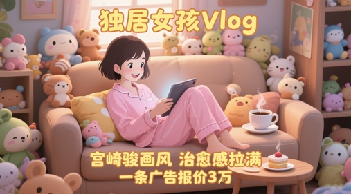 单个账号涨粉71W！用AI制作独居女孩Vlog，宫崎骏画风，治愈感拉满，一条广告报价3W-辰风资源站