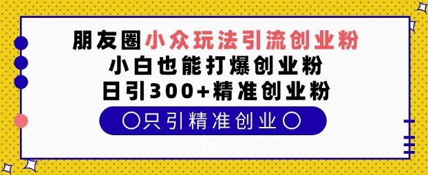 朋友圈小众玩法引流创业粉，小白也能打爆创业粉，日引300+精准创业粉【揭秘】-慕云辰风博客