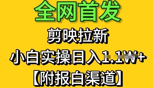 全网首发：剪映拉新，小白实操单日收益1k+【附报白渠道】-辰风资源站
