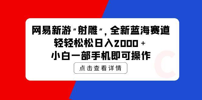 网易新游 射雕 全新蓝海赛道，轻松日入2000＋小白一部手机即可操作-慕云辰风博客