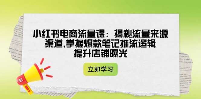 （14318期）小红书电商流量课：揭秘流量来源渠道,掌握爆款笔记推流逻辑,提升店铺曝光-慕云辰风博客