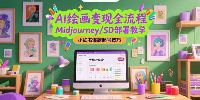 （15324期）AI绘画变现全流程，Midjourney/SD部署教学，小红书爆款起号技巧-辰风资源站