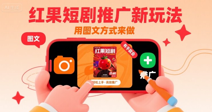 红果短剧推广新玩法，用图文方式来做，有手就会-辰风资源站