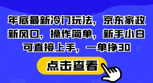 年底最新冷门玩法，京东家政新风口，操作简单，新手小白可直接上手，一单挣30【揭秘】-慕云辰风博客