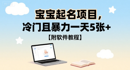 宝宝起名项目，冷门且暴力一天5张+【附软件教程】-辰风资源站