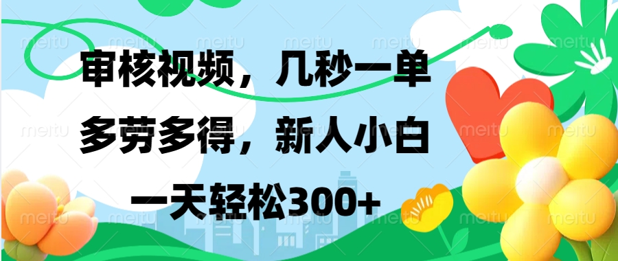 （13719期）视频审核，新手可做，多劳多得，新人小白一天轻松300+-慕云辰风博客