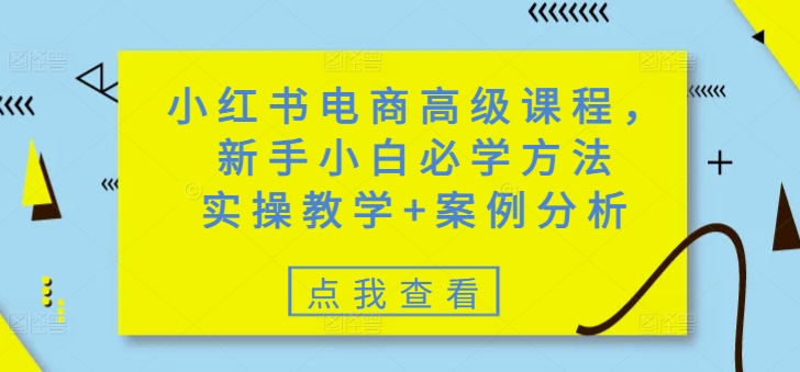 小红书电商高级课程，新手小白必学方法，实操教学+案例分析-慕云辰风博客