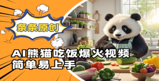 Ai熊猫吃饭爆火视频，条条原创，简单易上手-辰风资源站