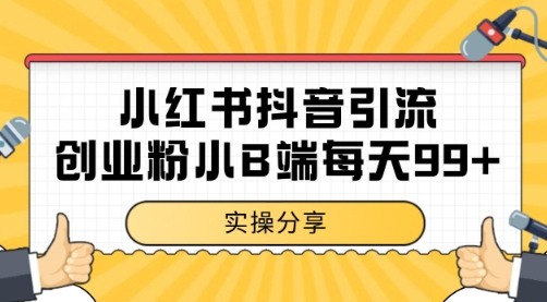 小红书抖音创业粉，小B端粉自热 日引99+的一个玩法【揭秘】-辰风资源站