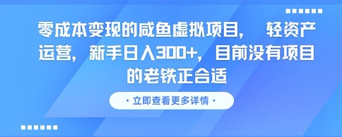 零成本变现的咸鱼虚拟项目， 轻资产运营，新手日入3张+，目前没有项目的老铁正合适-辰风资源站