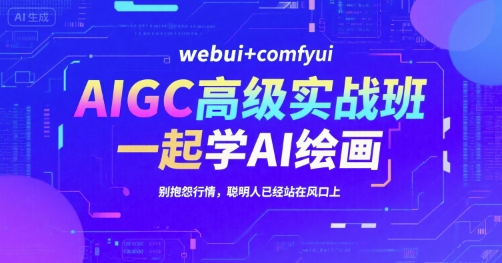 AIGC高级实战班，webui+comfyui，一起学AI绘画，别抱怨行情，聪明人已经站在风口上-辰风资源站