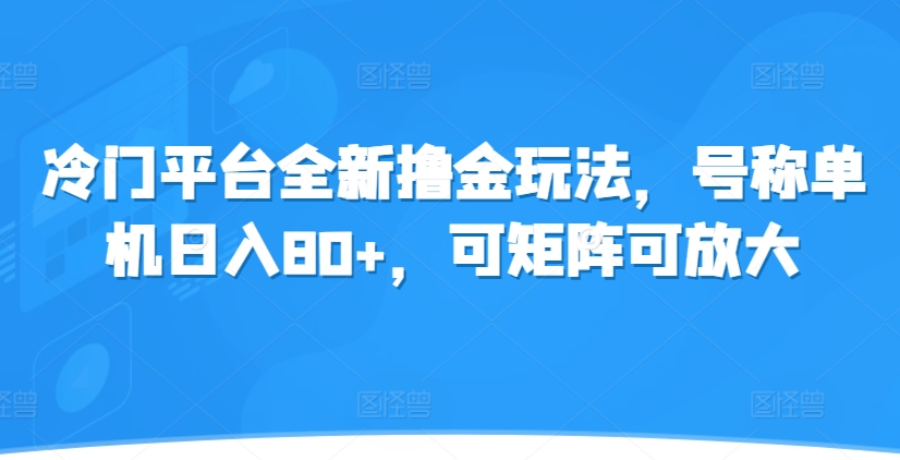 冷门平台全新撸金玩法，号称单机日入80+，可矩阵可放大-慕云辰风博客