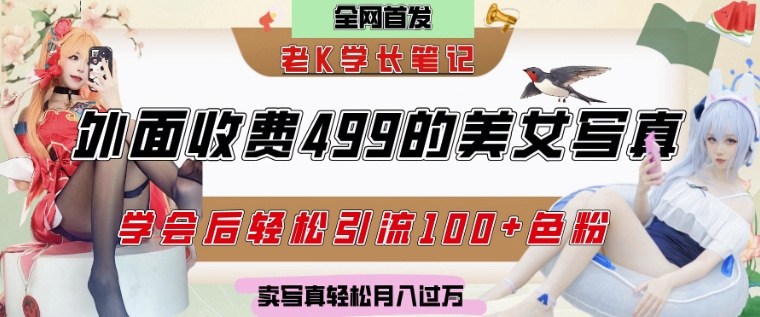 外面收费499的美女写真制作技术，学会后轻松引流S粉变现，日引100+S粉，轻松月入过W-辰风资源站