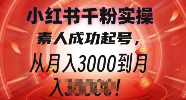 小红书千粉实操课，素人成功起号，从月入3000到月入过W-慕云辰风博客