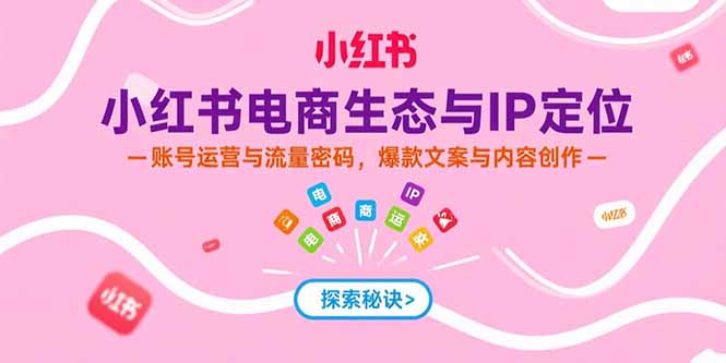 （15350期）小红书电商生态与IP定位，账号运营与流量密码，爆款文案与内容创作-辰风资源站
