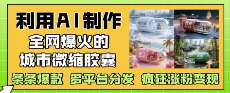利用AI制作全网爆火的城市微缩胶囊，条条爆款， 多平台分发，疯狂涨粉变现-辰风资源站