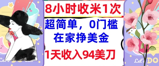 在家轻松挣美金，超简单，1天收入94刀，0门槛，8小时收米1次-辰风资源站