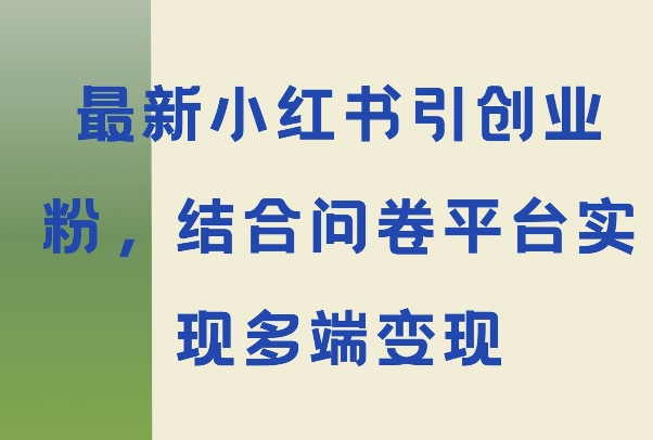 最新小红书引大学生创业粉，结合问卷平台实现多端变现-慕云辰风博客