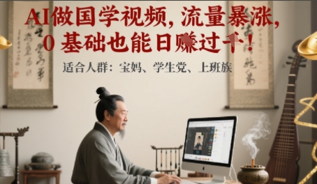 AI做国学视频，流量暴涨 ，0 基础也能日入多张-辰风资源站