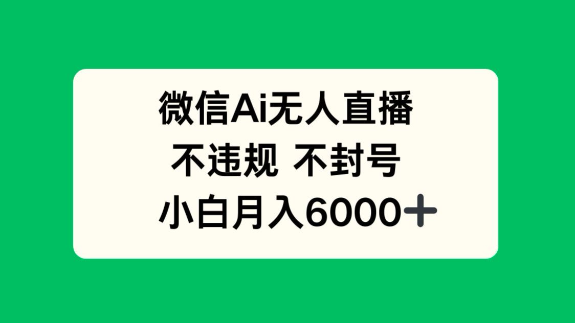 （14733期）微信AI无人直播，不违规 不封号 ，小白月入6000+-辰风资源站