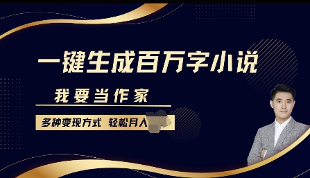 我要当作家，一键生成百万字小说，多种变现方式，轻松月入过W+-慕云辰风博客