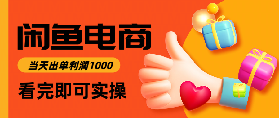（14893期）闲鱼高利润电商，入门到出单只需3小时，每天利润1000-辰风资源站