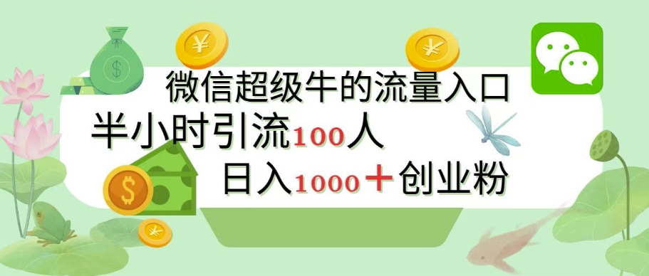 新的引流变现阵地，微信超级牛的流量入口，半小时引流100人，日入1000+创业粉-慕云辰风博客