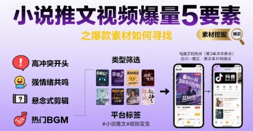 小说推文视频爆量5要素之爆款素材如何寻找-辰风资源站