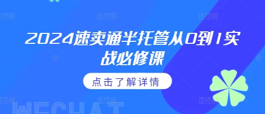 2024速卖通半托管从0到1实战必修课，掌握通投广告打法、熟悉速卖通半托管的政策细节-慕云辰风博客