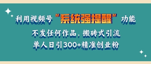 利用微信视频号系统提醒功能，引流精准创业粉，无需发布任何作品，单人单日引流300+创业粉-慕云辰风博客