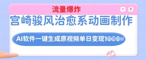 宫崎骏风治愈系动画制作，AI软件一键生成原创视频流量爆炸，单日变现多张，详细实操流程-慕云辰风博客