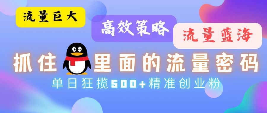 （13068期）流量蓝海，抓住QQ里面的流量密码！高效策略，单日狂揽500+精准创业粉-慕云辰风博客