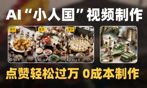 爆款1000W+播放微缩景观迷你小人国AI视频0成本制作全流程教学-辰风资源站