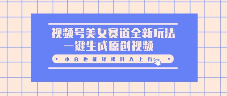 视频号美女赛道全新玩法，一键生成原创视频，小白也能轻松月入上W-辰风资源站