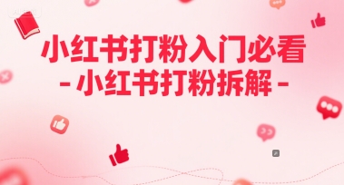 小红书打粉入门必看-小红书打粉拆解-辰风资源站