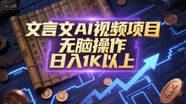 文言文AI视频项目，无脑操作，日入1K以上-辰风资源站