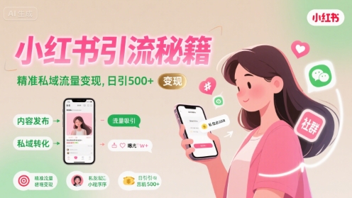 小红书引流秘籍，精准私域流量变现，日引500+-辰风资源站