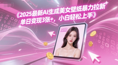 2025最新AI生成美女壁纸暴力拉新, 单日变现3张+，小白轻松上手-辰风资源站