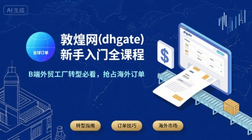 敦煌网(dhgate)新手入门全课程，B端外贸工厂转型必看，抢占海外订单-辰风资源站