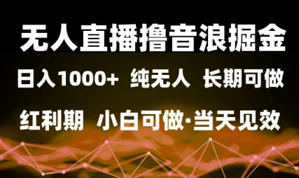 无人直播撸音浪掘金，日入1k+，纯无人红利期，小白可做，当天见效【揭秘】-辰风资源站