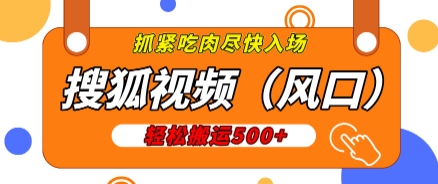 搜狐视频，新风口，1天200-500收益，抓紧吃肉!-慕云辰风博客