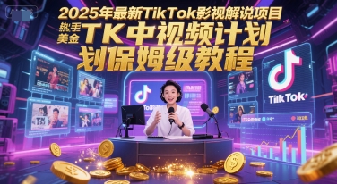 2025年最新TikTok影视解说项目，新手也能挣美金，TK中视频计划保姆级教程-辰风资源站