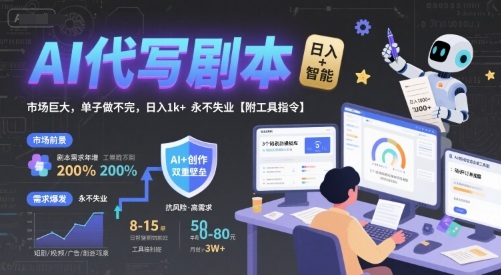 AI代写剧本，市场巨大，单子做不完，日入1k+ 永不失业【附工具指令】-辰风资源站
