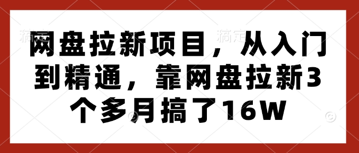 网盘拉新项目，从入门到精通，靠网盘拉新3个多月搞了16W-慕云辰风博客