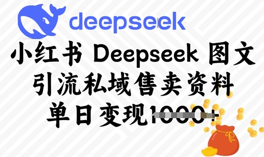 小红书Deepseek 图文引流私域售卖资料，单日变现多张-慕云辰风博客