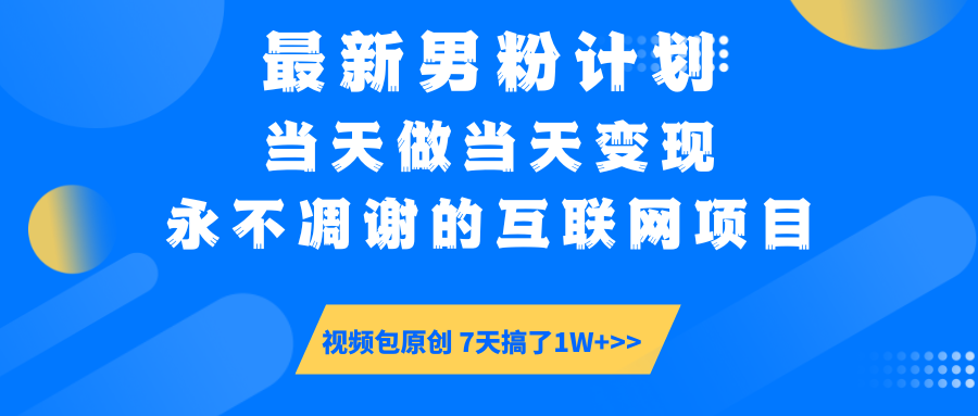 （14473期）最新男粉计划6.0玩法，永不凋谢的互联网项目 当天做当天变现，视频包原…-慕云辰风博客