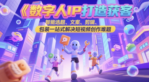 数字人IP打造获客变现实操课，智能选题、文案、剪辑、包装一站式解决短视频创作难题-辰风资源站