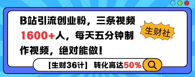 B站引流创业粉，单日最高1600+精准粉丝，单月变现过w-慕云辰风博客