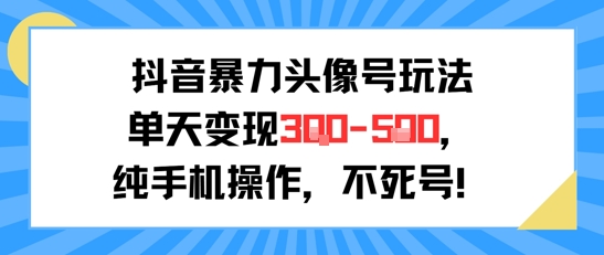 抖音暴力头像号玩法，单天变现3-5张纯手机操作，小白也能行-辰风资源站