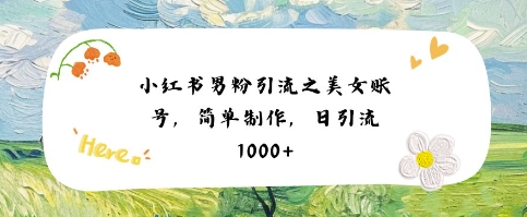 小红书男粉引流项目之美女账号6，简单制作，条条爆款原创，不违规-辰风资源站